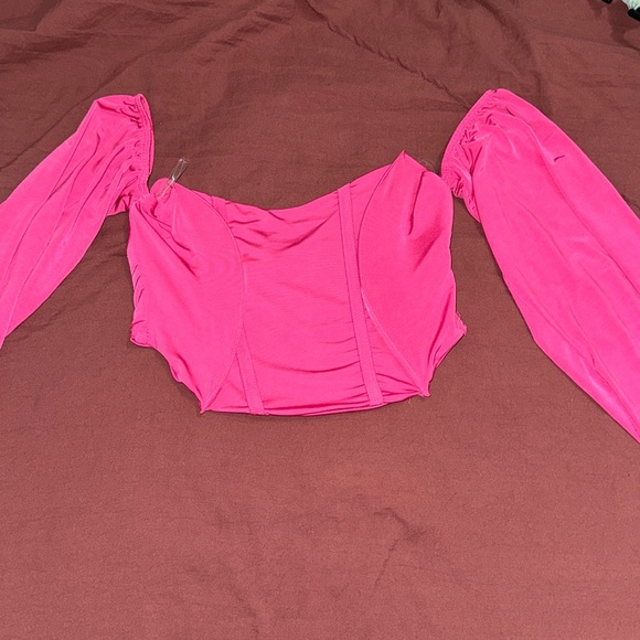 Pink Off Shoulder Crop Top - Picture 1 of 1